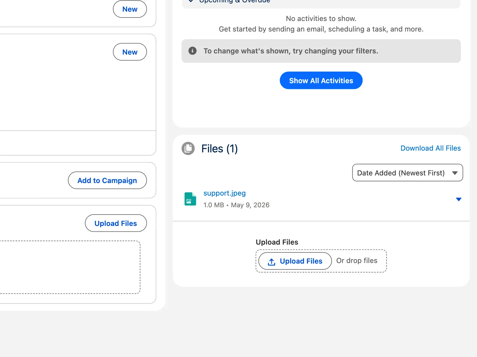 Smarter Files component with header, body, and footer regions called out