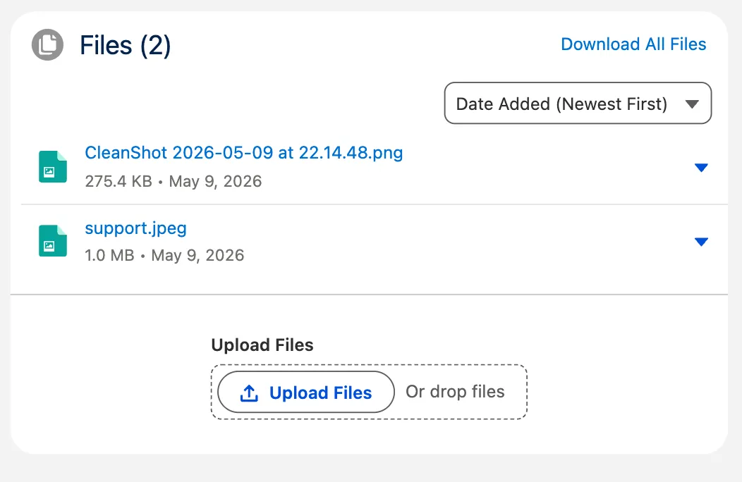 Smarter Files list view with two files and Download All Files link
