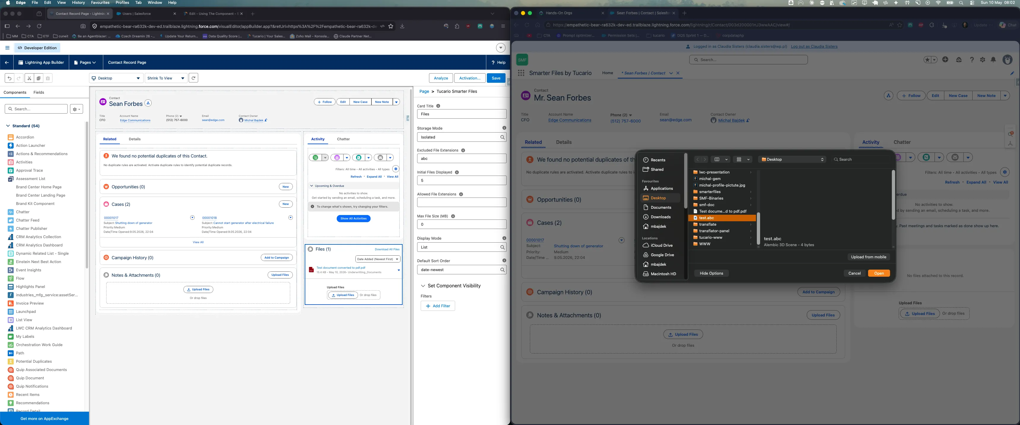 Upload area with hints about allowed extensions and max file size