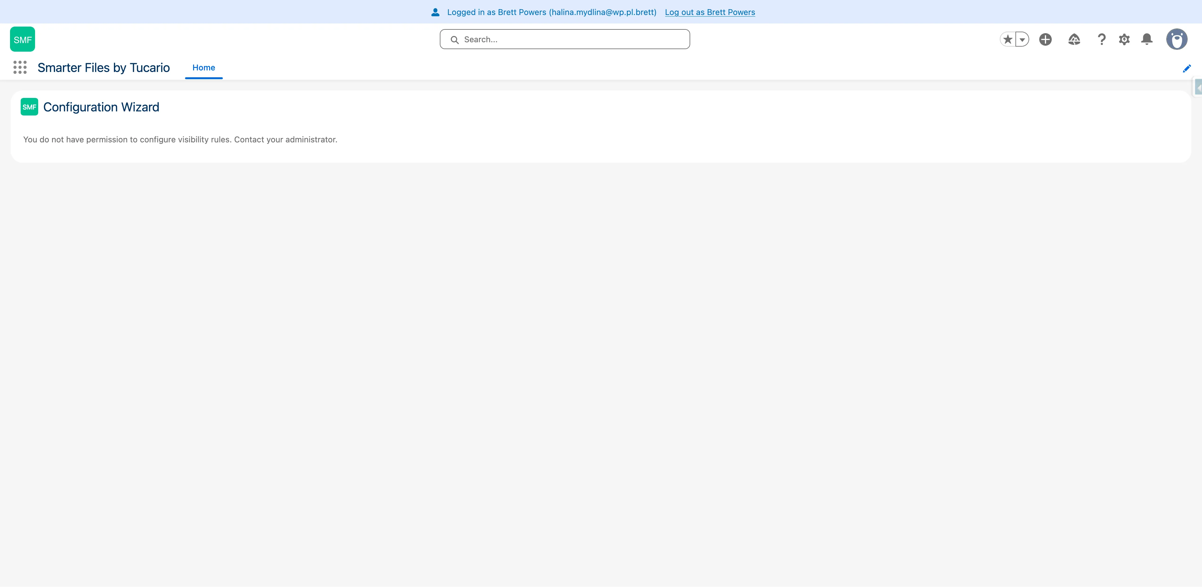 Wizard showing the Unauthorized message for users without Manage Categories