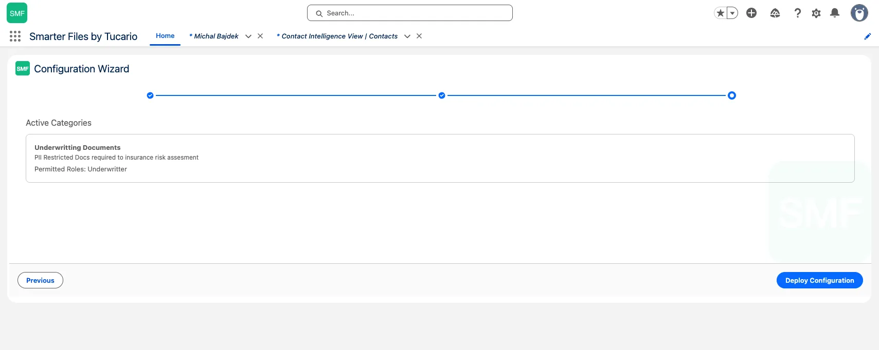 Wizard step 3: review of all categories with the Deploy button